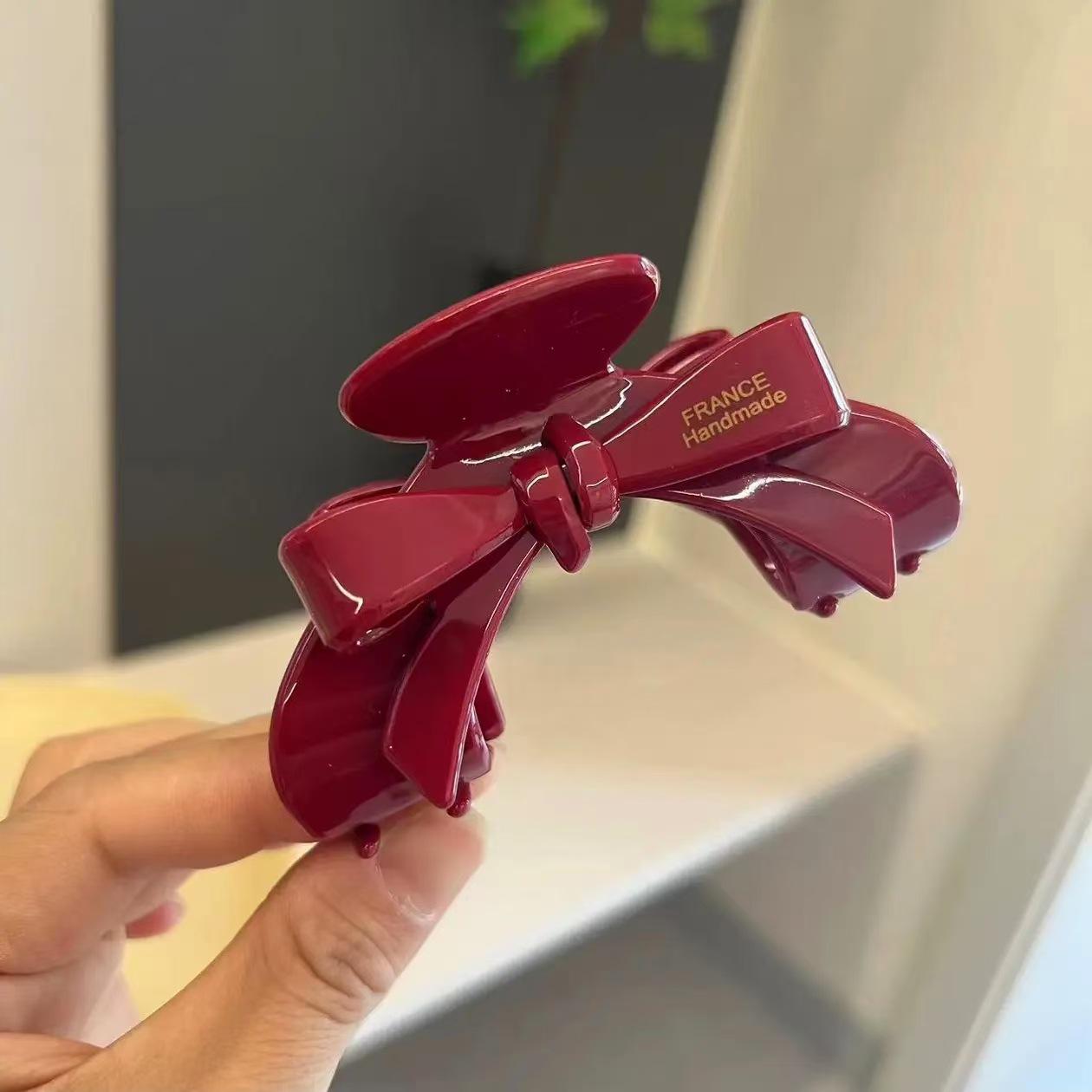 

Французская ацетатная заколка-краб для волос с бантом - Милая новогодняя заколка-акула для женщин красный