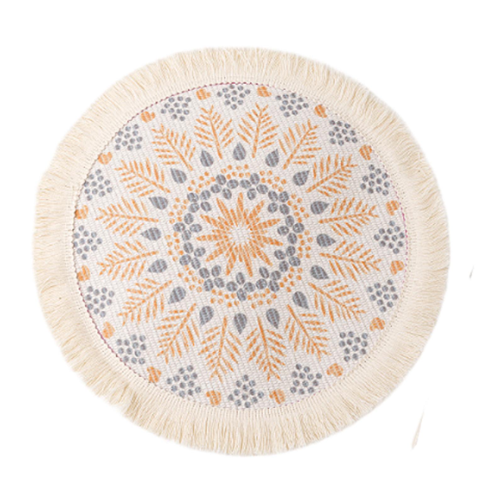 

Салфетка из хлопковой веревки диаметром 33 см, деревенская мандала, цветочная бахрома, салфетка для обеденного стола, кухонного стола, сервировка стола для вечеринки