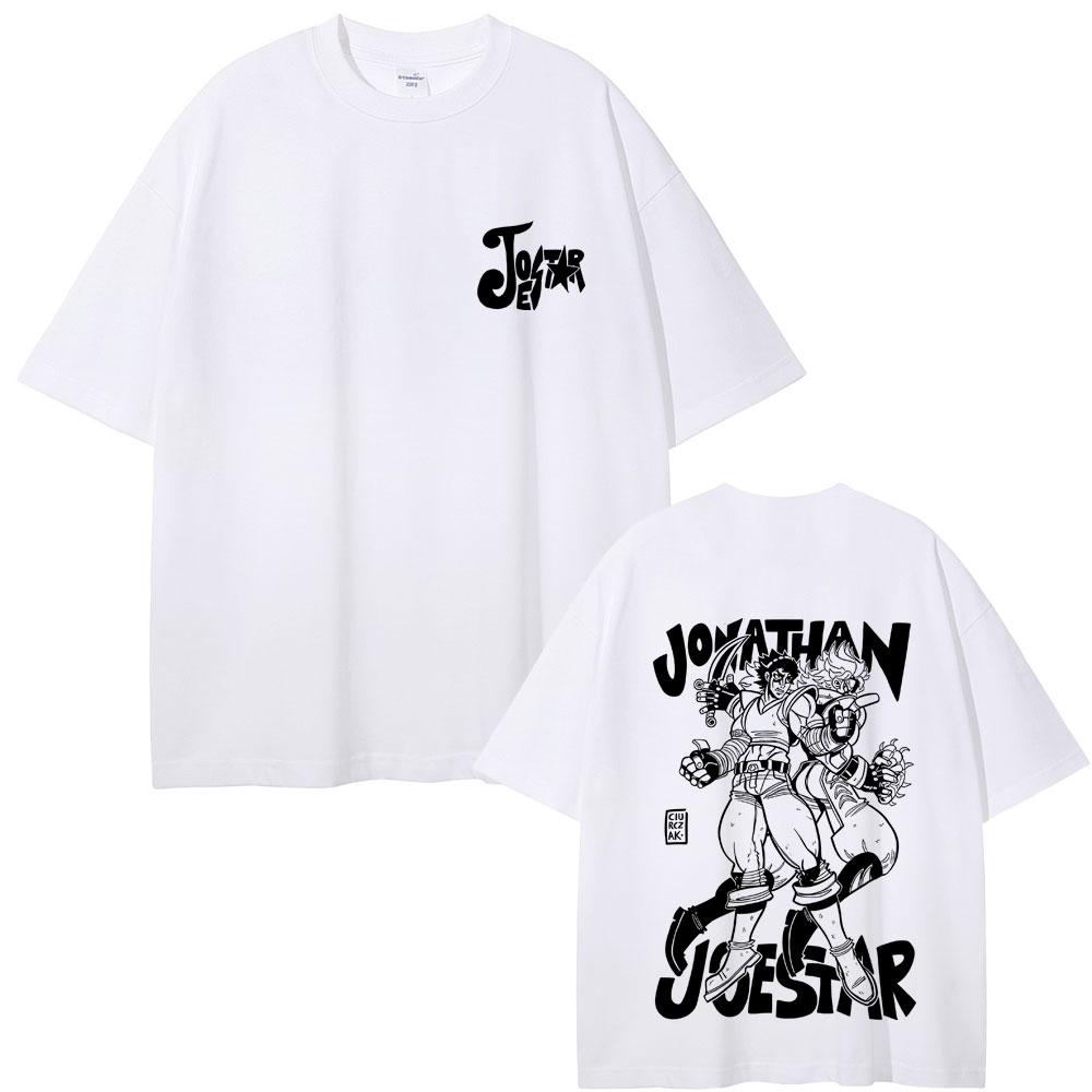 

Футболка с изображением Джонатана Джостара из аниме JoJo s Bizarre Adventure. Мужская и женская повседневная винтажная футболка оверсайз с круглым вырезом. S белый