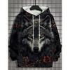 Men's Hoodie 3d Print Animal Tops Wolf Graphics Long Sleeve Hoodie Fashion Casual Autumn Unisex Tops Oversized Hooded Streetwear