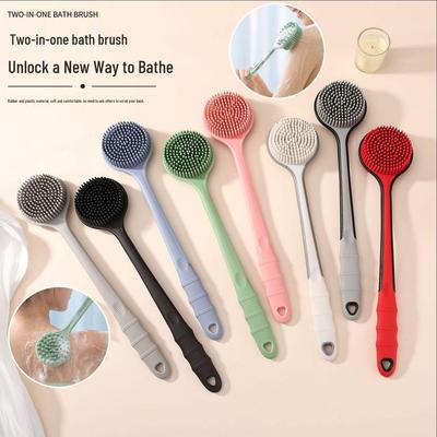 Dual-Sided Long Handle Bath Brush - Soft Bristle Back Scrubber 