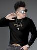 European Goods 2025 Autumn New Trendy Brand Letters Hot Drilling round Neck Hoodie Men's Trendy Bottoming Shirt Long sleeve Top Men