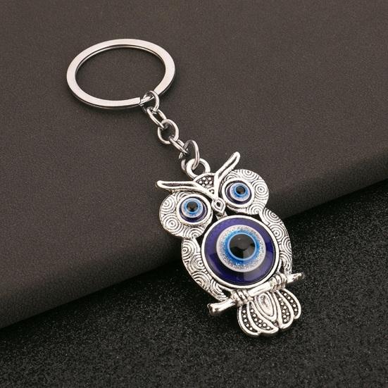 2Pcs Evil Eye Owl Keychains Metal Owl Bag Charm Backpack Charm Retro Evil Eye Keychain for Women Purse Handbag