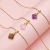 1pc Natural Stone Faceted Four-leaf Clover Pendant Charm Necklaces for Women Jewelry Gift