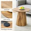 Coffee Table Set in Natural Wood Look (MDF) - 2 Round Stool Side Tables, High 50x48 cm + Low 60x35 cm, Suitable for Living Room / Lounge Area.
