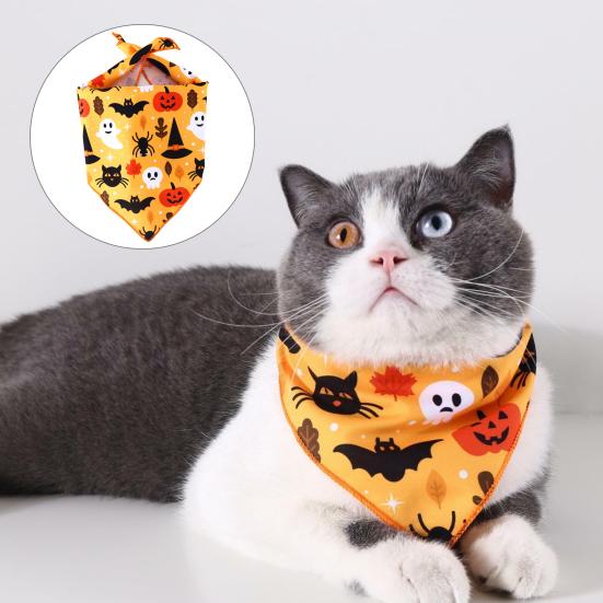 

Бандана для собак и кошек, серия Хэллоуина, узор для ухода за домашними животными, мягкая текстура, треугольный нагрудник для домашних собак, котят, для праздника