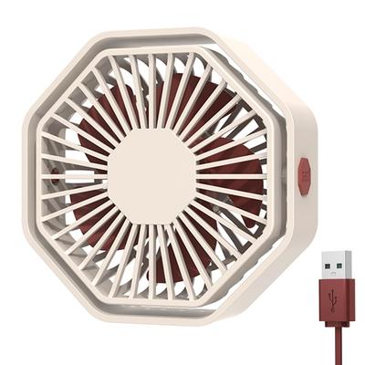 Bigqin Tischventilator, klein, aber 3 Luftstufen, USB-Ventilator, verstellbar, beige, leise, Ventilator, leistungsstark, Lautstärke, angetrieben, Winkel, Büro/Wohnen