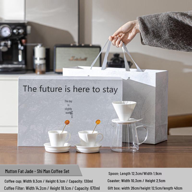 Ceramic Pour-Over Coffee Filter & Glass Pot Set As Pictured