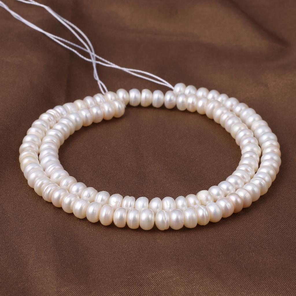 1String, White Natural Freshwater Pearls, Handmade Rondelle Pearl Beads for Jewelry Making DIY Necklaces, Bracelets Crafts (Beads 5-6mm, Length 36cm)