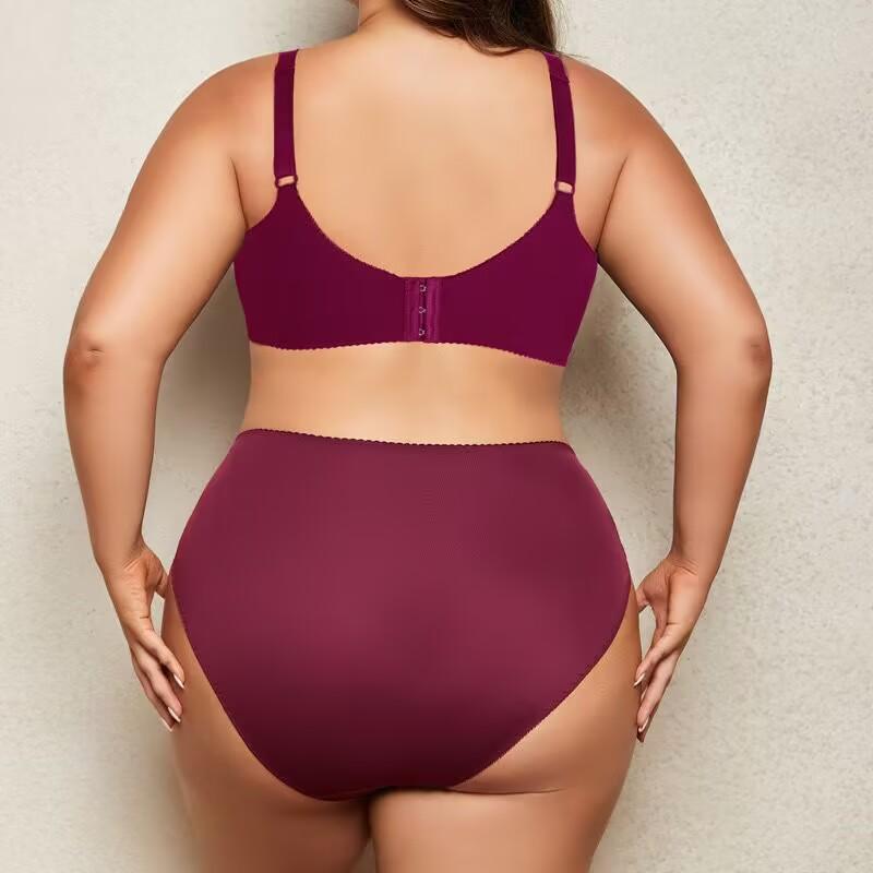 Solid Lingeries For Women Plus Size Bra Set D Cup XL 2XL 3XL 4XL 5XL 6XL Full Cup Bras And Ultra Thin Underpants