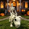 Creepy Skeleton Figurine Halloween Decoration Riding Dog Statue 52cm Large Bone Figure for Yard Decoration Display Spooky Child Hound Decor Haunted