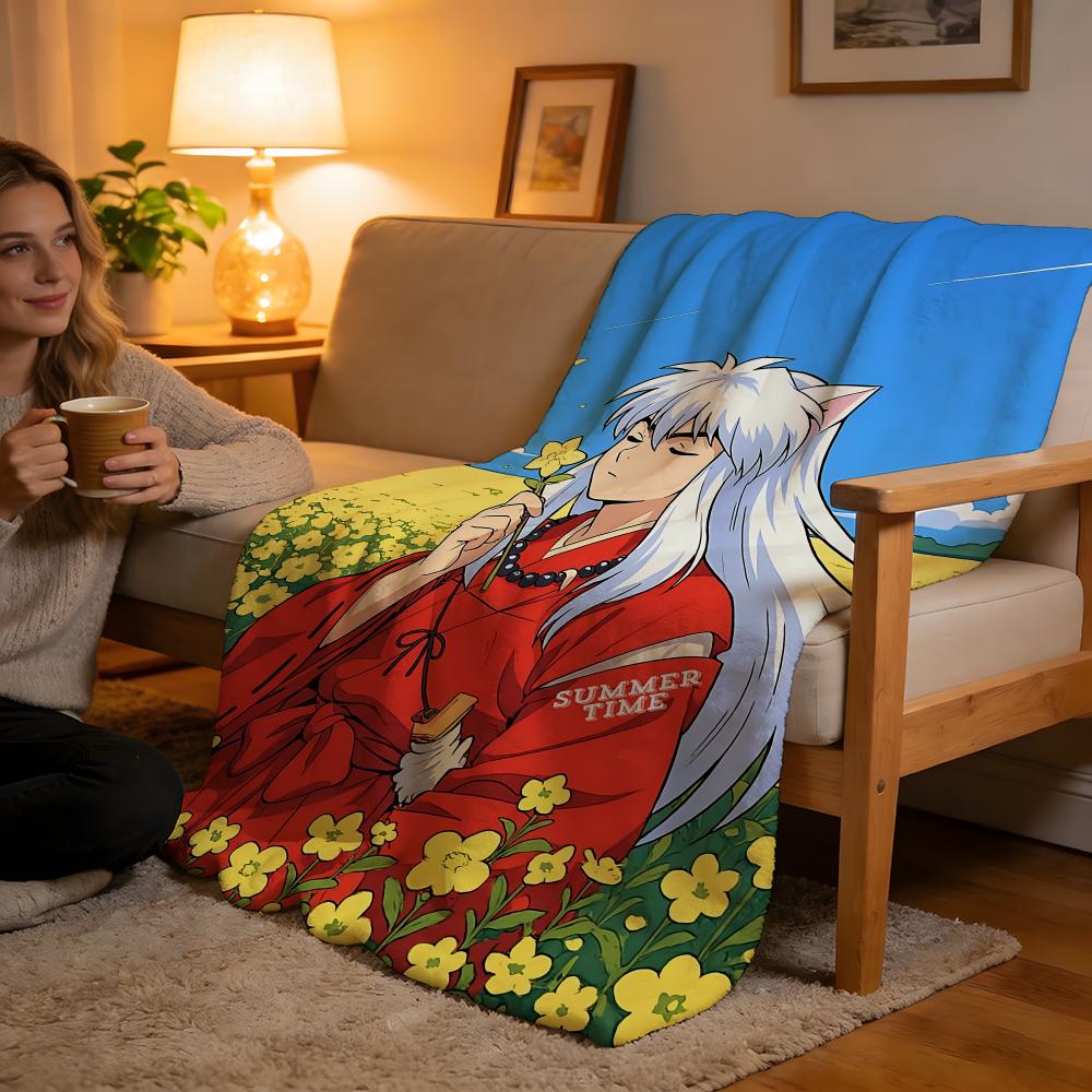 Throw High-Density Short Plush Blanket For Sofa Nap Air-Conditioned Room Soft Skin-Friendly Comics Inuyasha