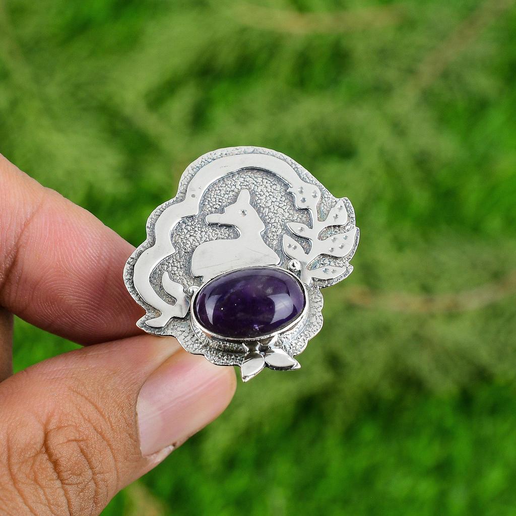 Mothers day Deal African Amethyst Gemstone Sterling Silver Sister Statement Ring