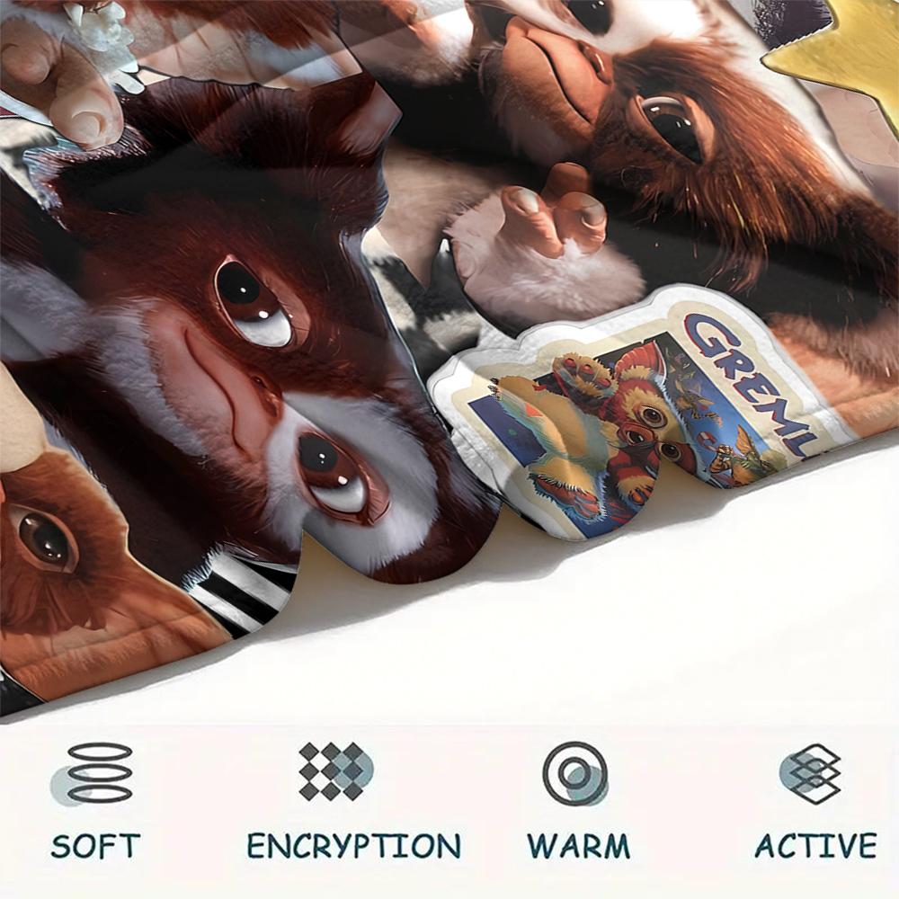 1PC Gremlins Print Flannel Blanket, High quality All Seasons, Home Decor, Warmth and Comfort, Perfect for Christmas Gifts