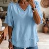 Zomer nieuw los V-hals kort T-shirt met franjes voor dames, effen kleur casual top