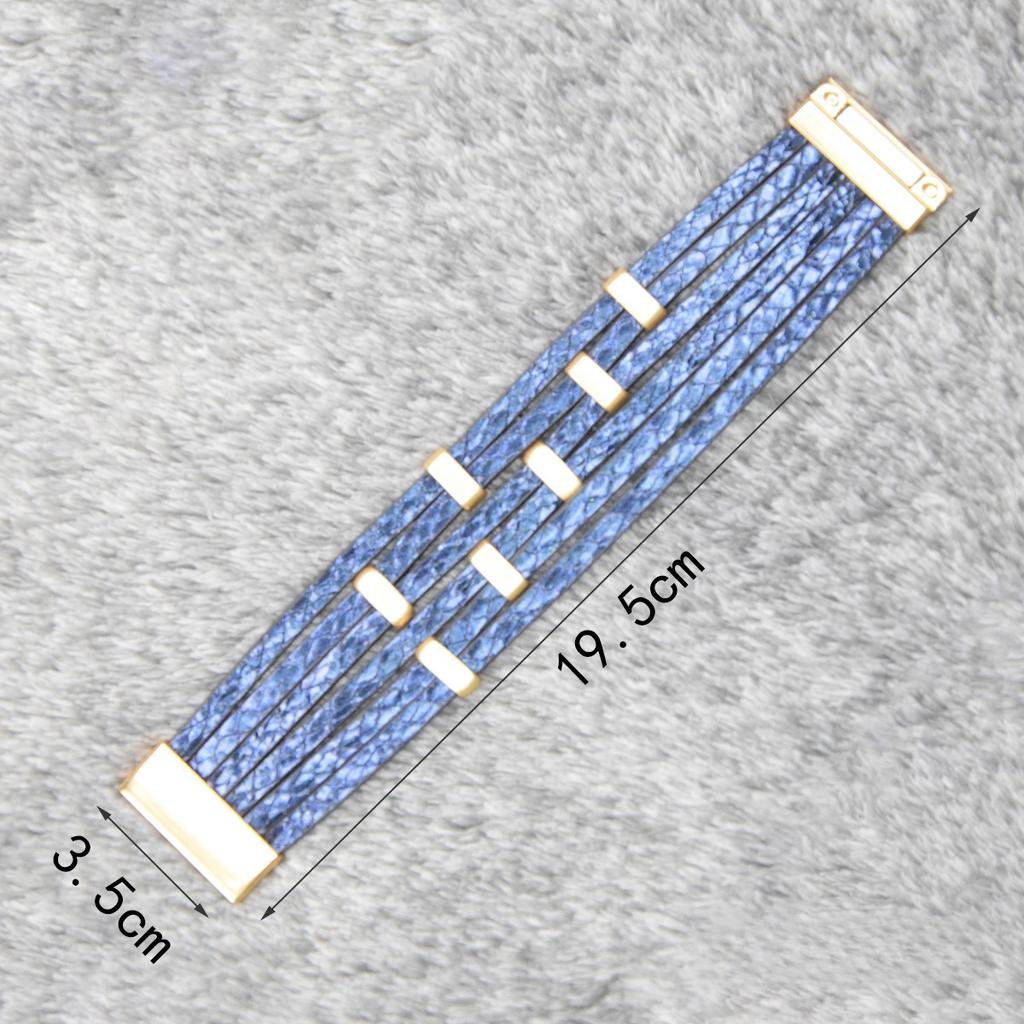 Bohemian Multi Layered PU Leather Bracelet Retro Magnetic Buckle Bangle