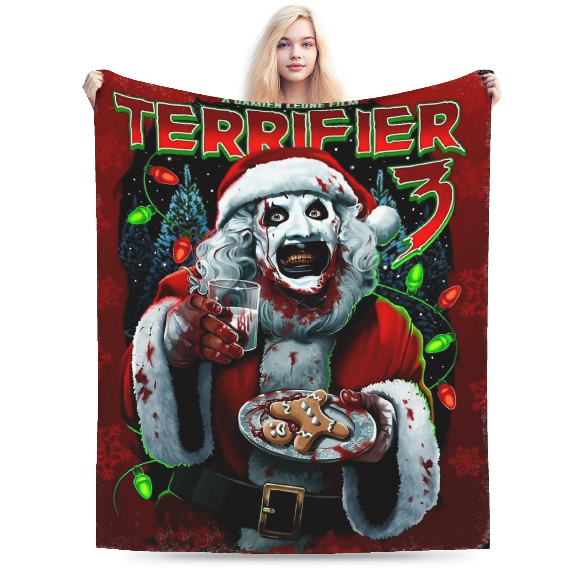 Pandara Jewelry Unisex Poster Of Terrifier 3 Christmas Blanket Fleece Christmas Halloween Art The Clown Thin Throw Blankets For Sofa Outdoor Quilt