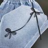 Girls' Autumn 2025 Fashion Bow Straight-Leg Jeans - Korean Style Versatile Baby Girl Pants