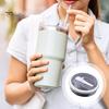 40oz Tumbler Flip Straw Lid Replacement Leak-Proof Splash Resistant Cover for Cup BPA-Free Reusable Glass Lid with Folding Straw