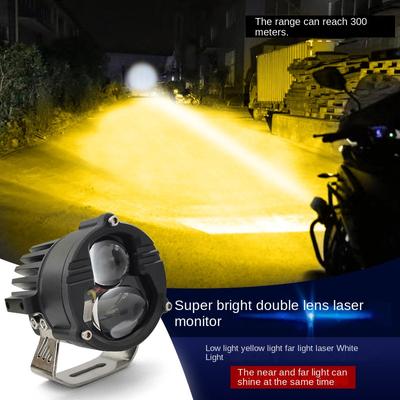 Neue zweifarbige kleine Stahlkanone LED-Scheinwerfer für Motorräder, Scheinwerfer, Auto, LED-Laserkanone für Fern- und Nahbereich, integriertes superhelles LED-Licht