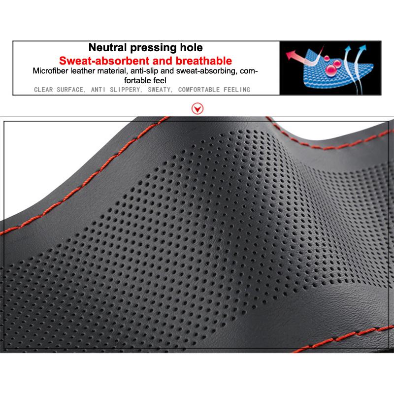Ultra Fine Diy Hand Woven Genuine Leather Breathable Steering Wheel Cover With Needle And Thread Steering Wheel Protective Cover