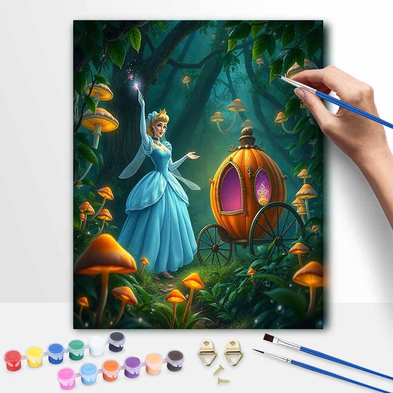 Disney Cinderella pumpkin carriage art painting kit handmade diy gift home decoration wall decor magical forest scene canvas painting set