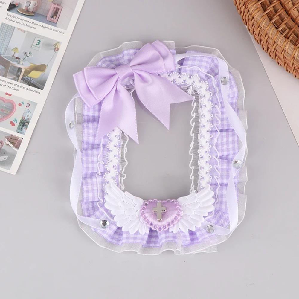 

Cute Polyester Bow Photocard Holder Kawaii Angel Wing 3 inch Kpop Card Holder Lace Sleeve Photo Card Holder Student