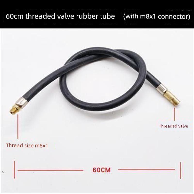 

Car Air Pump Hose, Automotive Inflator Hose, Rubber Hose, Gauze Braided Hose, Extension Hose Accessories 60cm Rubber Tube Threaded Mouth + M8*1 Head