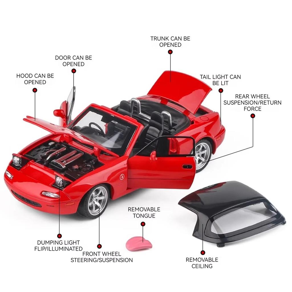 2024 Nové 1:32 Mazda MX-5 Alloy Model auta – víceúčelový dárkový předmět, dekorativní bytový doplněk a zábavná dětská hračka