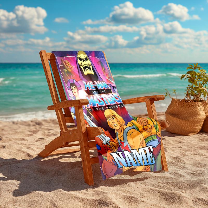 Personalized customized proof beach towel with He-Man and the Masters of the Universe pattern - soft, absorbent,quick-drying,perfect swimming,camping&