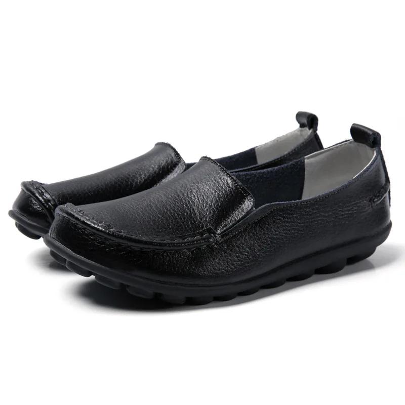 Fashion Women Flats Genuine Leather Fashion Footwear Women Shoe Moccasins Shoes Women Slip On Flat Shoes Soft Plus Size Tenis Feminino