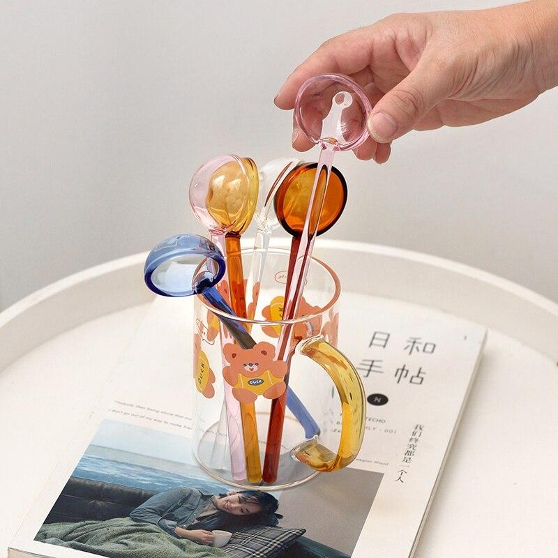 Glass Mixing Spoon High Temperature Resistant for Milk And Coffee