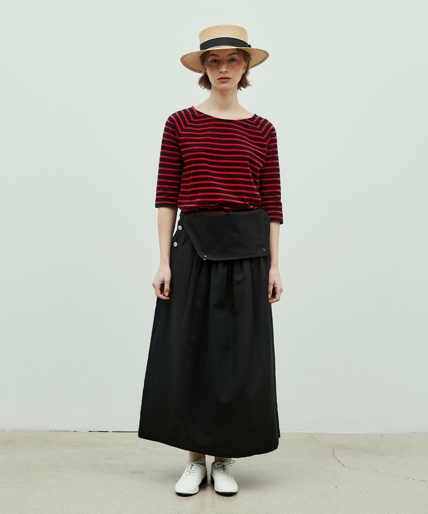 UNIFORM BRIDGE Stripe Sleeve Tee(Women) Red