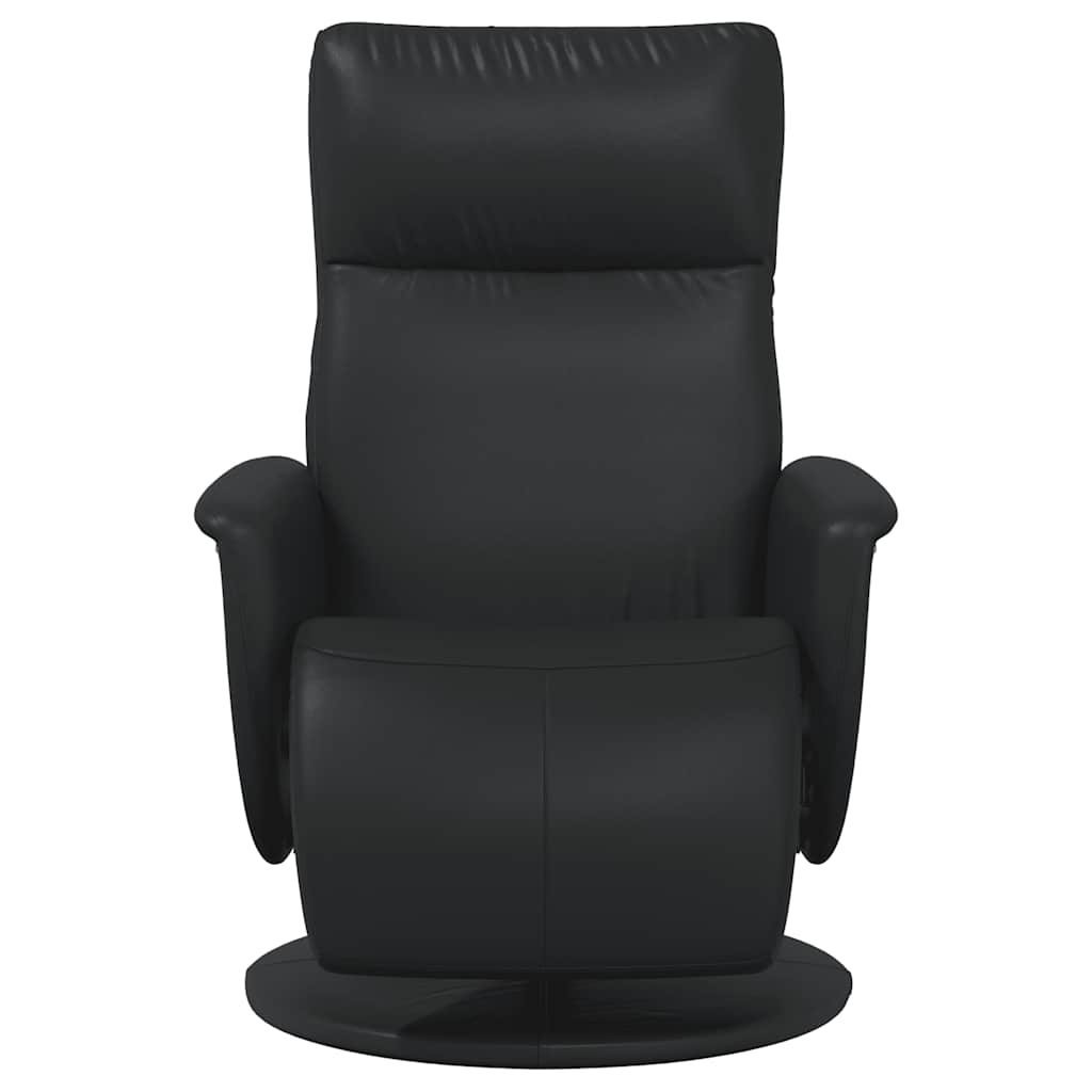 Recliner with Footrest Black Artificial Leather