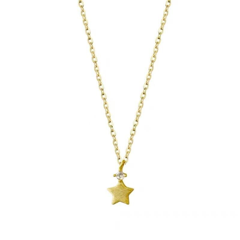 Classic Frosted Mini Five-Pointed Star Pendant Necklaces for Women Lady Exquisit Crystal Fine Chains Necklaces Jewelry Wholesale