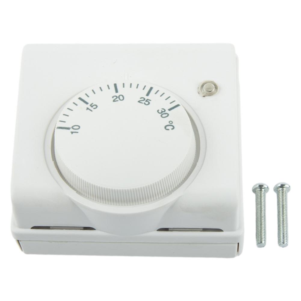 Temperature Switch Thermostat L83 X H83 X T31mm Room Temperature Controller White 220V AC For Hotel Restaurant Brand New