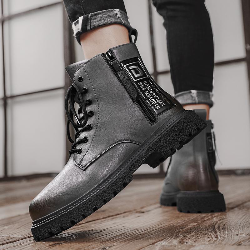 New Original Retro Designer Men Boots High Quality Men's Leather Boot Street Style Hip Hop Motorcycle Shoes Men Winter Fur Boots