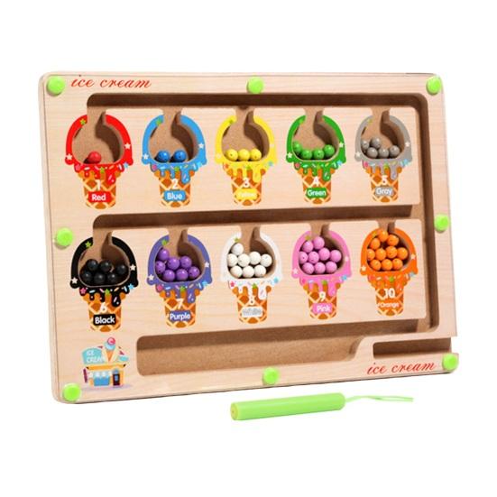 

Магнитный лабиринт с бусинами Настольная игра Мороженое Динозавр Овощи Фрукты Сортировка по цвету Подсчет чисел Сопоставление Мелкая моторика Развивающая игрушка для детей A