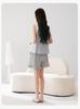 Fenteng [100% cotton] lace round neck light fashion fake two-piece vest set for home wear and women's pajamas