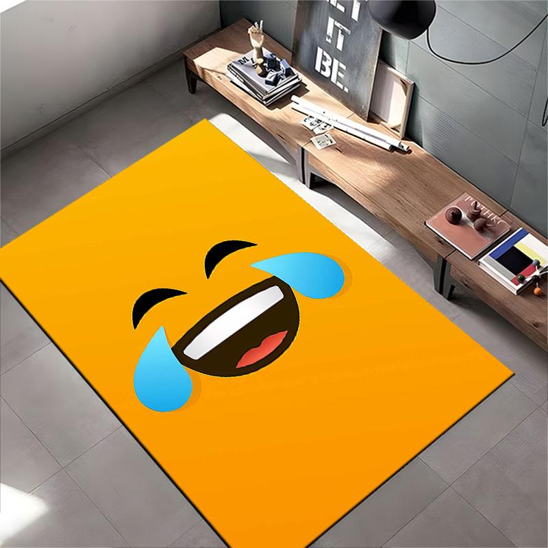 Laughing Emoji on Yellow suitable as a non-slip mat for the living room or bedroom sofa