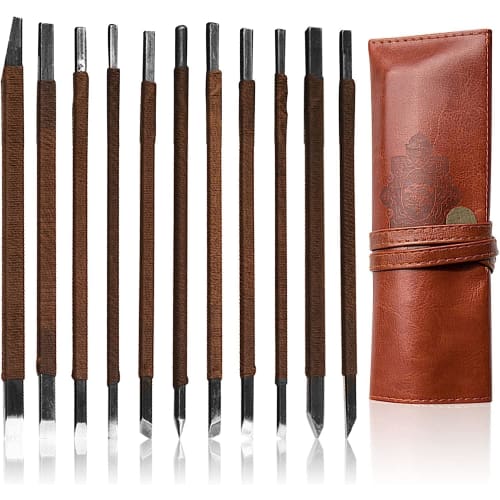 ziyue 11-Piece Tungsten Carving and Seal Knife Set with Sharpness, Iron Brush, Thread Spool, High Hardness, and Non-Slip Design for Stone Carving, Sea