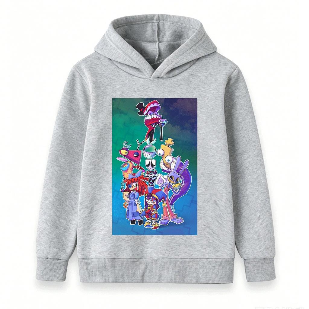 Kids Boys Girls The Amazing Digital Circus Print Hoodie Casual Long Sleeve Pullover Sweatshirt For Children Streetwear Tops