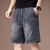 High-end American Lyocell Tencel Cool Denim Shorts Men's Summer Thin Splicing Deconstruction Gradual Change Five-point Pants