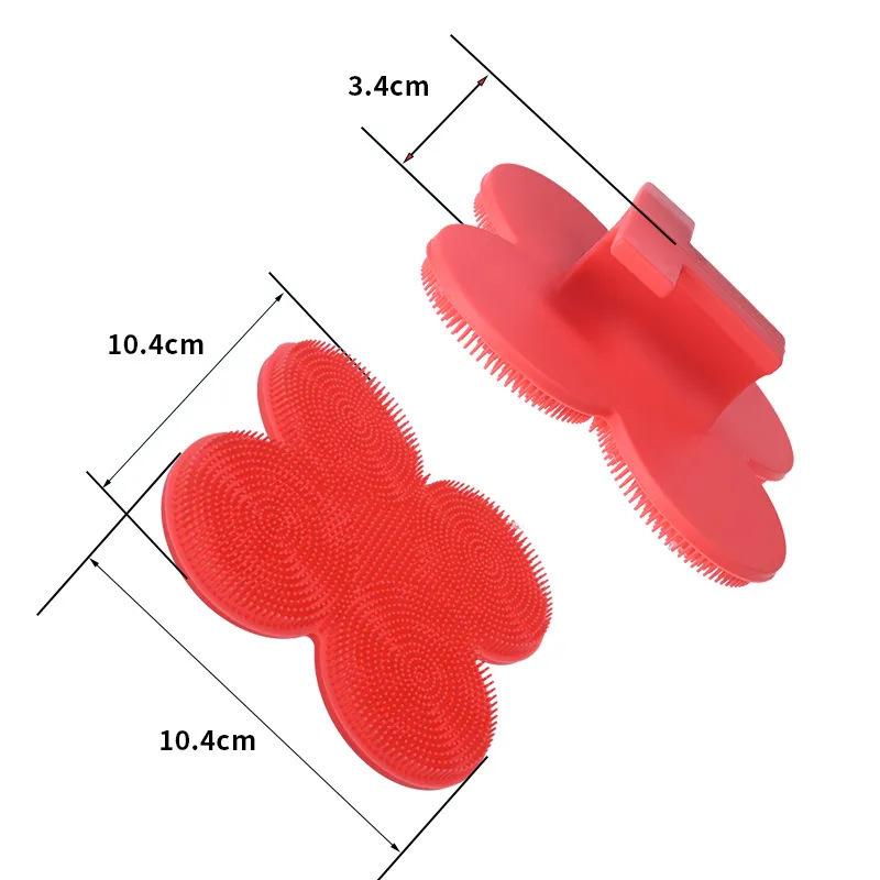 Silicone Double-Sided Bath Massage Brush with Long Handle