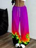 Colorful tie-dye pattern women's casual loose jogger sweatpants, fashionable street-style drawstring pants