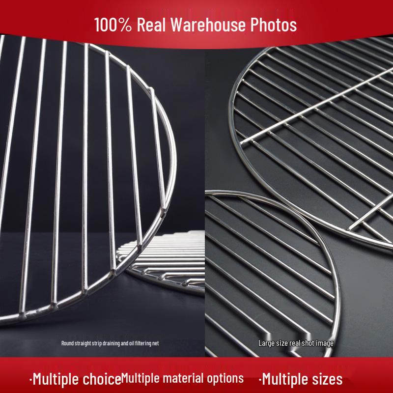 Round Stainless Steel BBQ Grill & Steamer Rack - Non-Stick Meat Presser & Soup Pot Base.