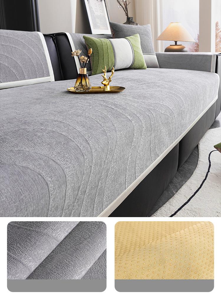 

Chenille Sofa Cushion Universal Cream Fresh Style Non-Slip Living Room Sofa Cushion Thickened Wear Sofa Backrest Armrest Towel 70X70CM 1PCS сірий