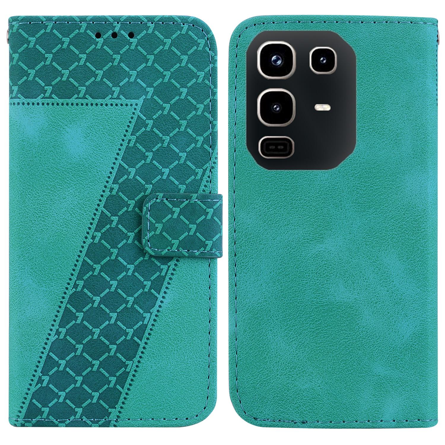 

Чехол-подставка для Infinix Note 50 4G/Note 50 Pro 4G, кожаный чехол для телефона с тиснением узора в форме 7, со шнурком Green