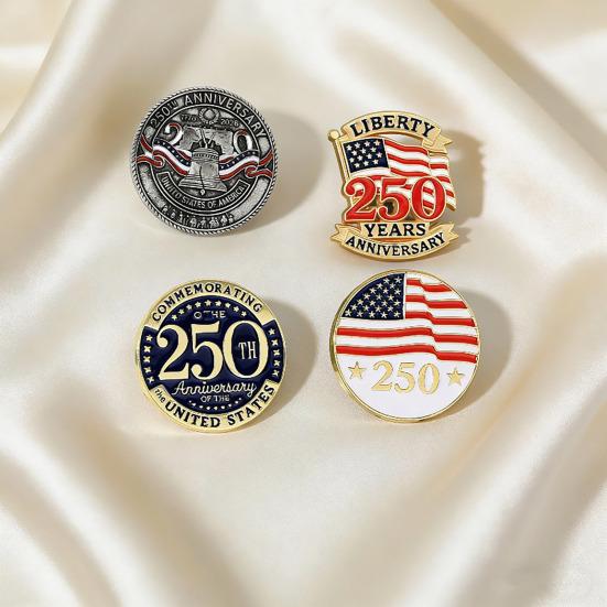 2026 Brooch Commemorating 250th US Anniversary Alloy Enamel Pin with Flag Liberty Bell Butterfly Buckle Suit Lapel