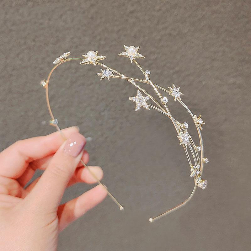 Diamantbesetztes Perlen-Gypsy-Haarband, japanische und koreanische Fengsen-Feen-Haaraccessoires, schlichte Persönlichkeit Temperament Ins-Kopfschmuck